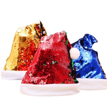 Doppelseitiger Flip-Sequin Antler Santa Hut