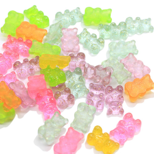 Wholesale Kawaii Gummy Bear Resin Charms Flat Back Cabochon Beads Cute Animal DIY Home Ornament Jewelry  Necklace Making