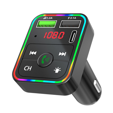 Colorful LED Backlight F2 Car Kit with Type-C PD Charger and MP3 Player