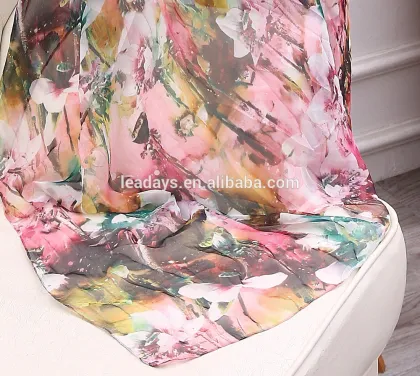 lotus printing high quality lady silk scarf wholesale