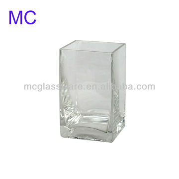 handmade square clear glass vase