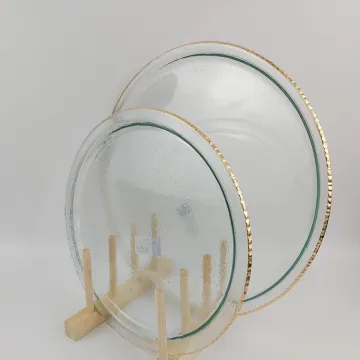 12.5 inch round Gold Rim Glass Charger Plates