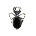 Black Obsidian 13X18mm Cabs Antique Silver Alloy Spider Pendant for DIY Making Jewelry