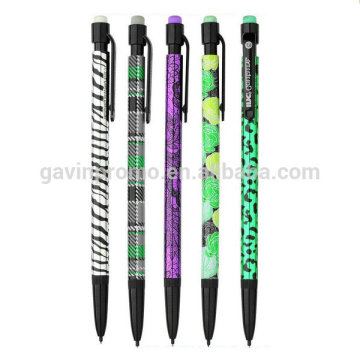 Push action plastic mechanical pencils with eraser