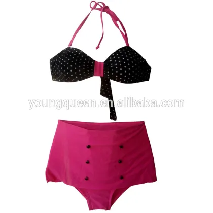 AZ54 retro Swimsuit belly waist bandage hanging neck waist swimsuit Daquan Bikini wave point