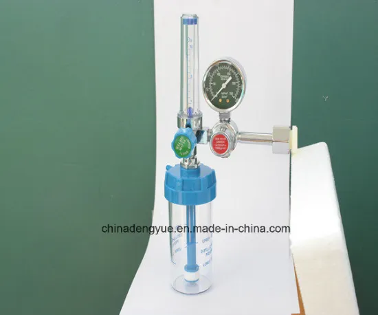 Full Brass Tube Style Oxygen Regulator with Humidifier Bottle, Oxygen Regulator Medical Equipment Hospital Equipment