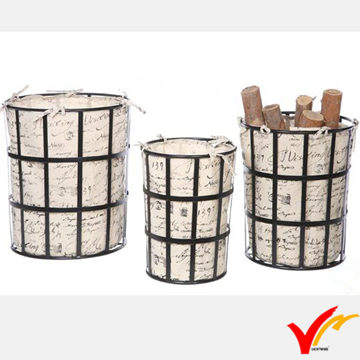 Metal Round Basket with Fabric Liner