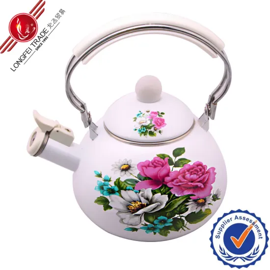 Best Selling Good Quality Ceramic Whistling Elegant Decal Enamel Kettle