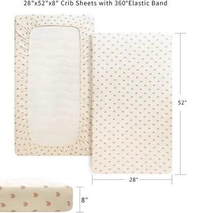 Extra Soft 100% Cotton Muslin Fitted Crib Sheets for Standard Crib Mattress
