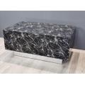 Table basse MDF en marbre en verre noir