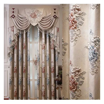 High-End American Style Luxury Jacquard Blackout Curtains for Living Room