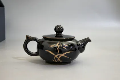 Firewood Black Glazed Tea Set of eight