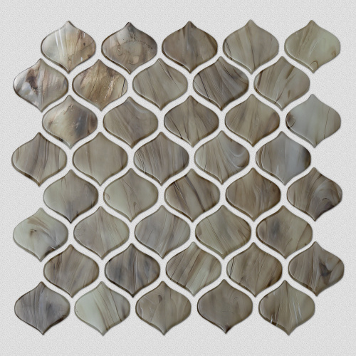 Mosaico de vidrio marrón baldosas de metro con forma irregular de ladrillo