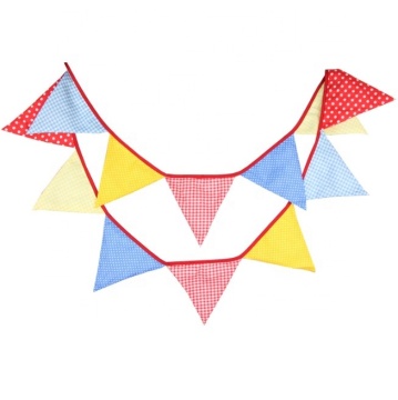 Red Yellow and Blue Fabric Bunting Cotton Chain Pennant Flags for Children Room Decor Pure Cotton