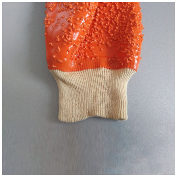 Orange cotton lining Particles gloves Knit Wrist