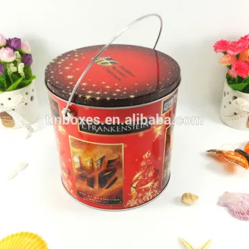 custom popcorn tin with handle
Chinest fctory round popcorn tin 
Material