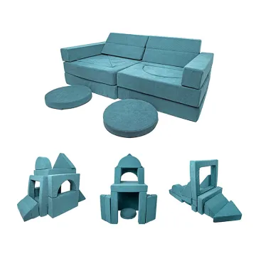 Modular Convertible Foam Sectional Sofa - 15Pcs Play Couch for Kids