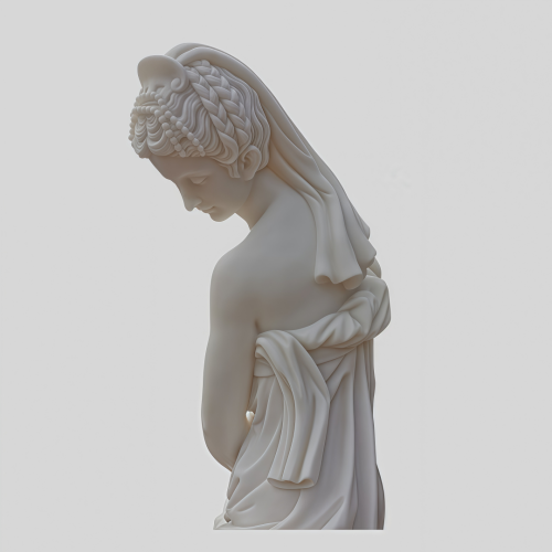 Elegant White Marble Female Figure Decorative Statue