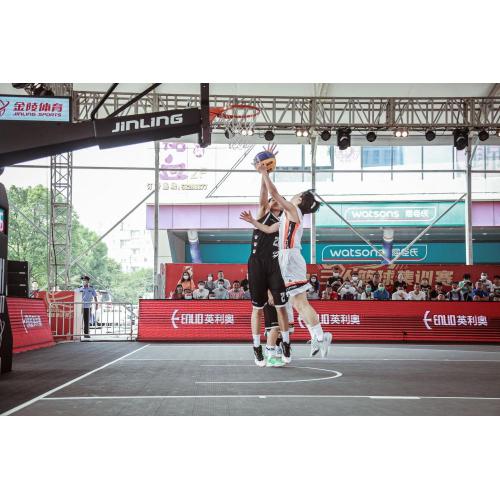 Basketball court tiles with FIBA 3X3