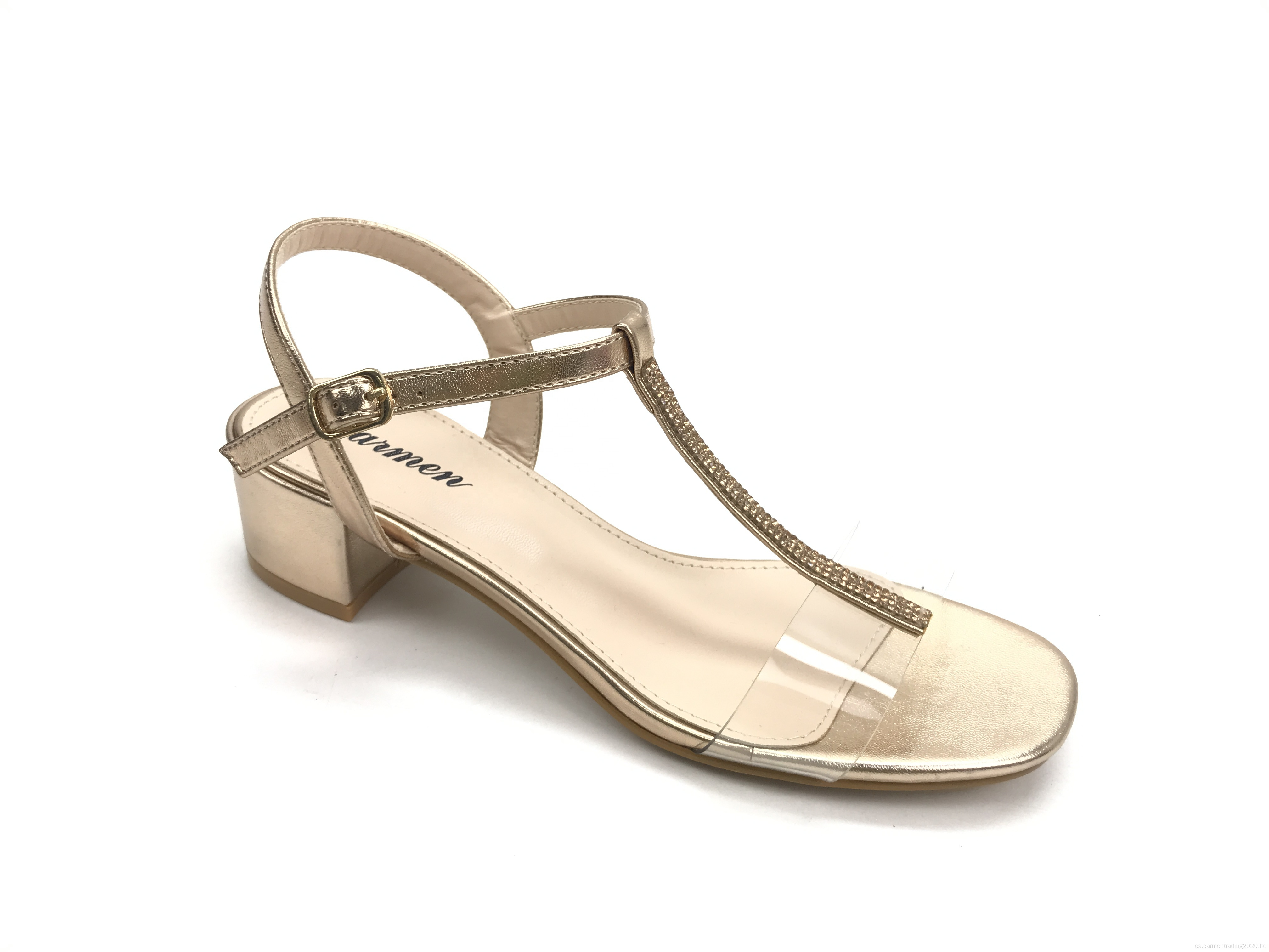 Fashion Women Clear T- Strap Diamonds Bomba zapatos de bomba