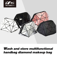 Cosmetic bag travel portable beauty girl women custom logo black zipper leather makeup storage bag