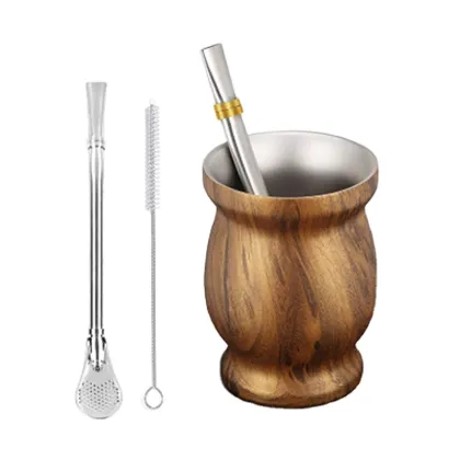 Stainless Steel Double-Wall Bombilla Mate Mug Cup Set