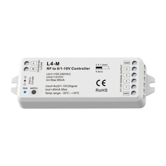 L4-ML 4 Channel RF to 0-10V AC or DC Input LED Dimmer Light Controller with Wireless Remote Control