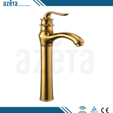 Single Handle Brass Bathroom Hot Cold Water Wash Basin Gold Faucet