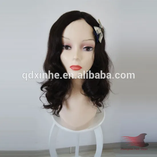 Natural black Mongolian hair wavy jewish wig kosher sheitel in stock
