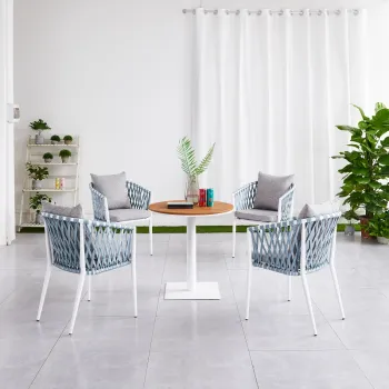 Modern Outdoor Rope Woven Chair and Table Set for Patio, Garden, and Balcony