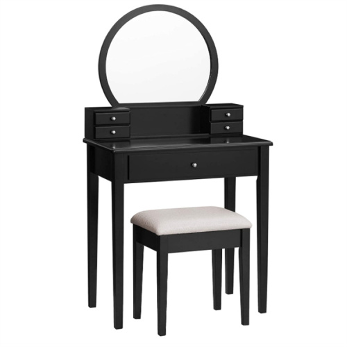 Black Vanity Set Makeup Dressing Table with Mirror