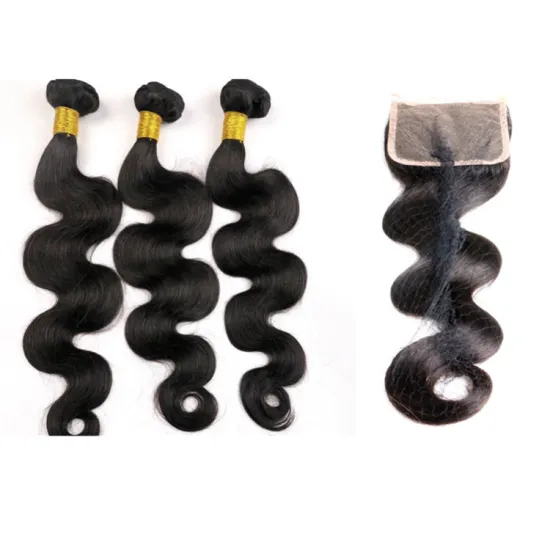 Virgin Indian Peruvian Human Hair 3 Bundles Of Brazilian Hair With Closure