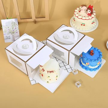 Weiße Kartonkartons mit Griffen und Fenstern - 6 -Zoll -Kuchen- und Cupcake -Kisten für Partybevorzugungen