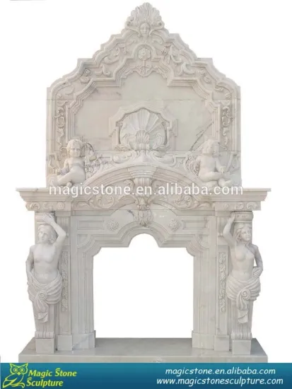 Grey engineered stone fireplace