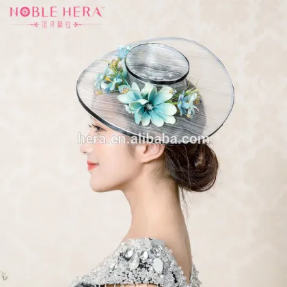 Latest Design Black Adult Party Fascinator Sinamay Hats with Flower