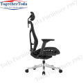 Cadeira de escritório de malha de altura ajustável preta com apoio de cabeça