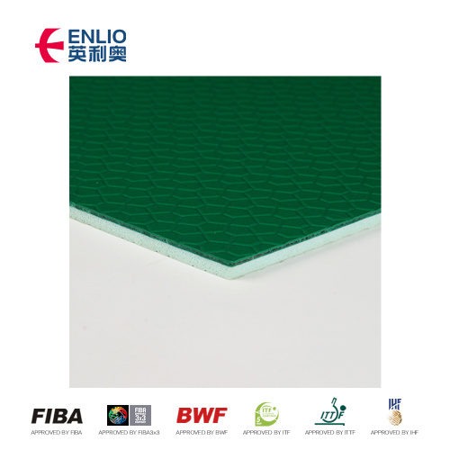 Green color 7.0mm badminton flooring with paint lines