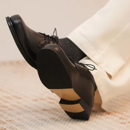 Kemayanni High-Quality Handmade Oxford Derby Shoes - Thick Leather Sole Casual Wear for Men and Women