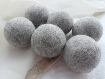 Natural light grey wool dryer balls