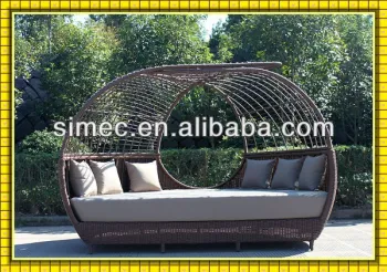 SGS HDPE rattan wicker modern outdoor daybed