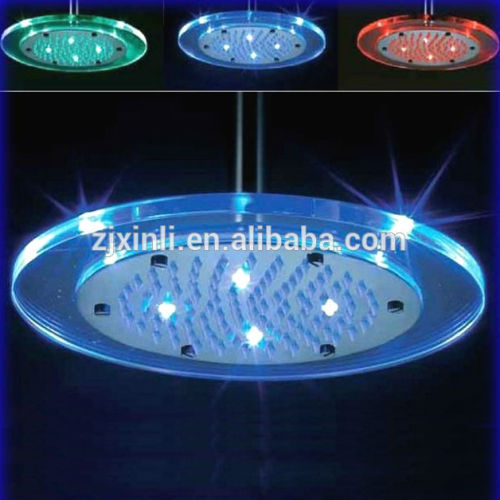Glass Rainfall Shower Head with LED light, The Color Will Change in Different Water Temperature