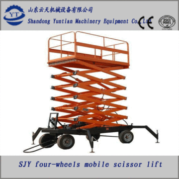 6m-16m hydraulic scissor lift with four wheels