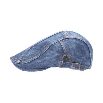 Custom Logo Adjustable Denim Newsboy Caps and Gatsby Berets