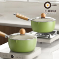 Лаймово-зеленый керамический горшок для молока с антипригарным покрытием