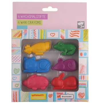 DIY 3D 6pcs Custom Animal Shaped Colored Wax Crayon Set
