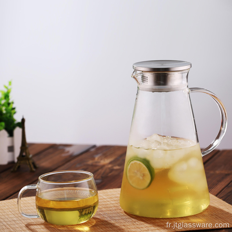 2L Verre Pichet Bec Carafe à Eau Jus Maison Thé Glacé