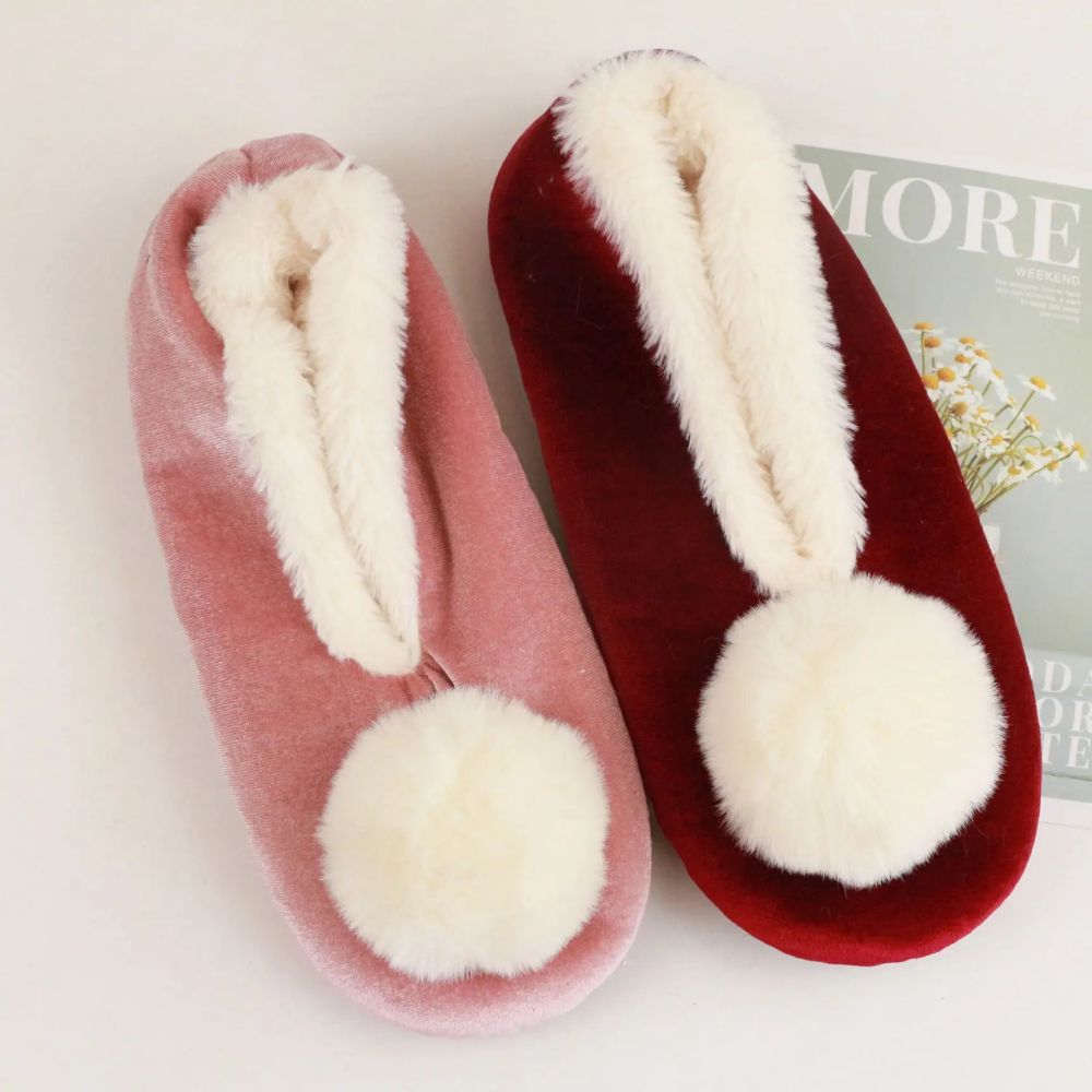 Ladies Indoor Sherpa Plush Ballerina Slippers