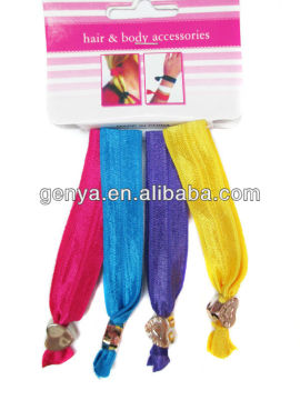 Lucky Girl hair tie with heart charms set of 4 pcs