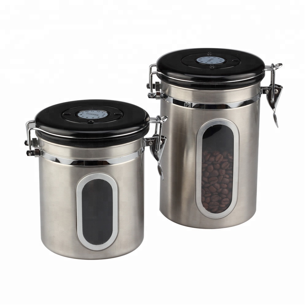 Stainless Steel Coffee Canister With Airfresh Valve 2