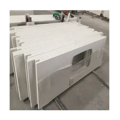 Customized Pure White Quartz Stone Slabs for Countertops and Vanity Tops